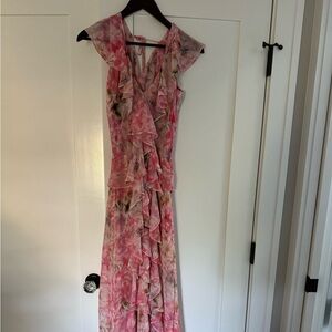 MISA Pink Floral Maxi Dress, Size Small, EUC